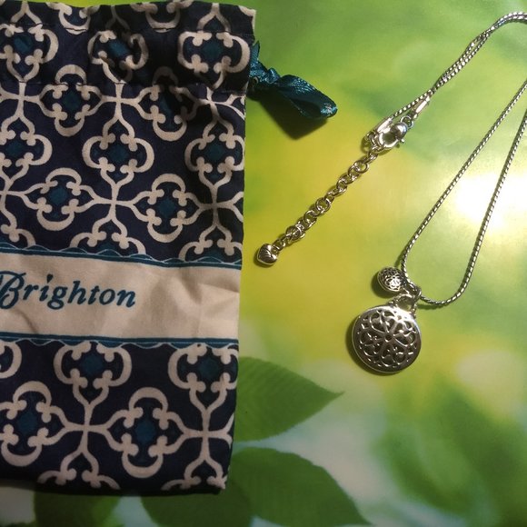 Brighton silver 3D round drop pendant with celtic cut outs NWOT - Picture 3 of 5